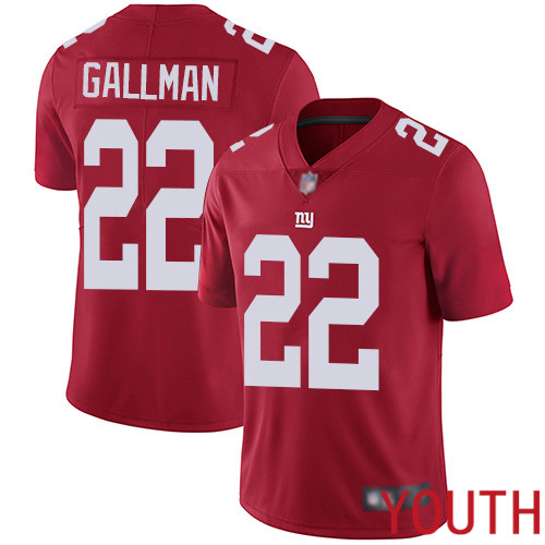 Youth New York Giants 22 Wayne Gallman Red Limited Red Inverted Legend Football NFL Jersey